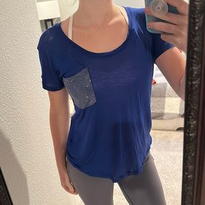 Blue express shirt with rhinestone detail